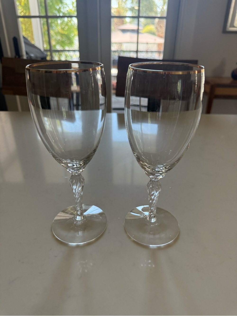 Vintage Gold-Rimmed Crystal Wine Glasses — Set of 2 Lenox